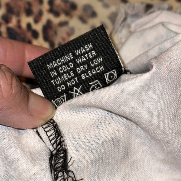 One 24 Red Black Plaid button down shirt with cheetah design/raw hem - Picture 11 of 12